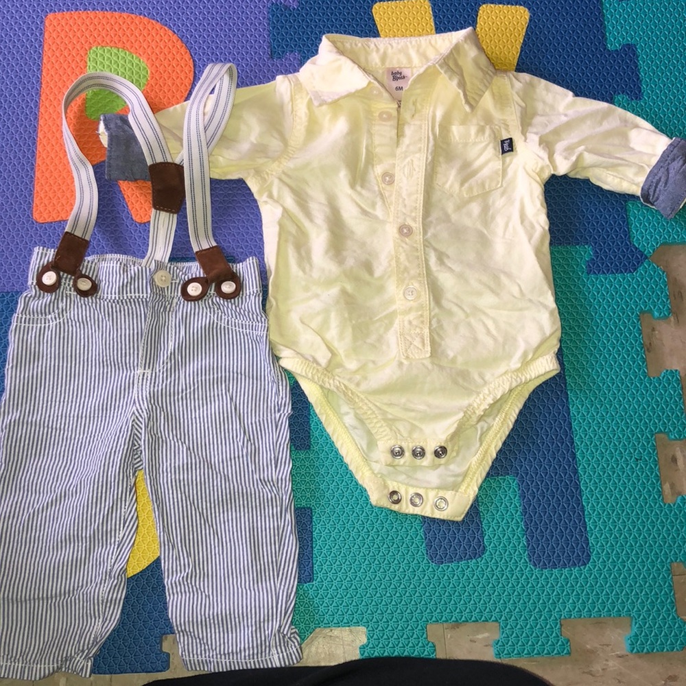 Two piece , shirt and pants w| suspenders